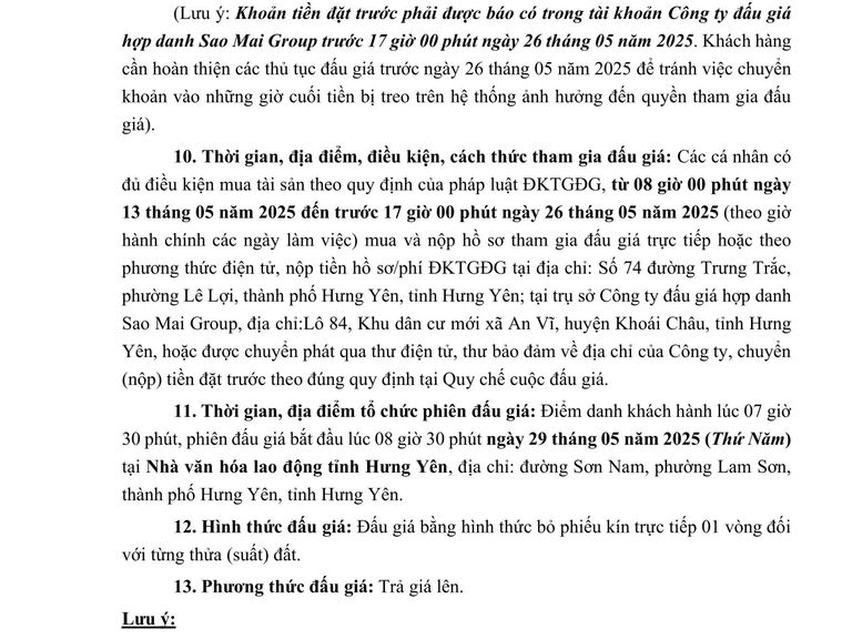 QUYỀN SỬ DỤNG ĐẤT CHO NHÂN DÂN LÀM NHÀ Ở TẠI CÁC KHU ĐẤU GIÁ TRÊN ĐỊA BÀN THÀNH PHỐ HƯNG YÊN ĐỢT 6 NĂM 2025 — ảnh 3