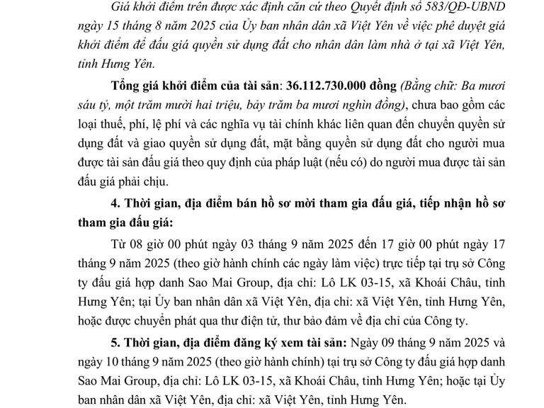QUYỀN SỬ DỤNG 21 SUẤT ĐẤT CHO NHÂN DÂN LÀM NHÀ Ở TẠI XÃ VIỆT YÊN, TỈNH HƯNG YÊN — ảnh 4
