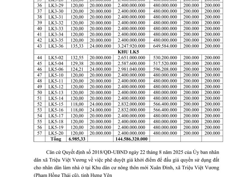 Quyền sử dụng đất 115 thửa đất cho nhân dân làm nhà ở tại Khu dân cư nông thôn mới Xuân Đình, xã Triệu Việt Vương (Phạm Hồng Thái cũ), tỉnh Hưng Yên – Đợt 1 gồm 57 thửa (suất) đất — ảnh 2