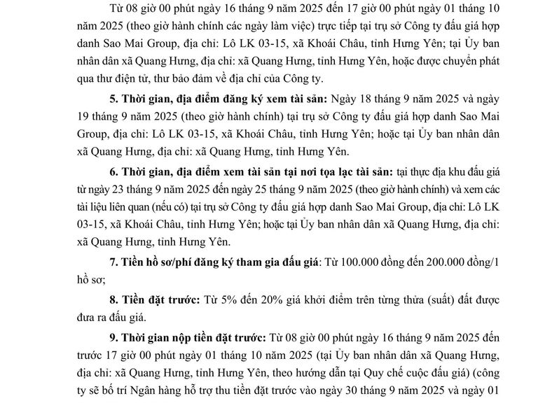 Quyền sử dụng đất cho nhân dân làm nhà ở tại khu dân cư thôn Cát Dương, xã Tống Phan (cũ); khu dân cư xã Quang Hưng và khu dân cư 06 xã Tống Phan (cũ) nay thuộc xã Quang Hưng, tỉnh Hưng Yên — ảnh 3
