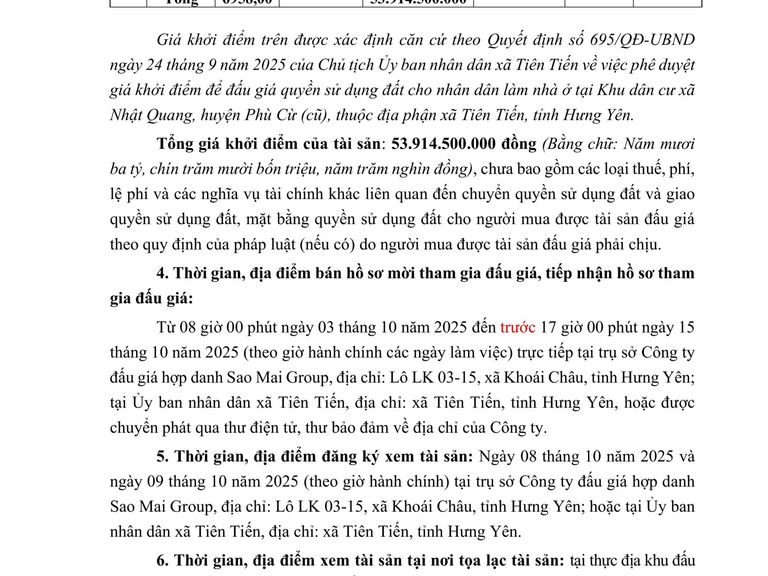 Quyền sử dụng 72 suất đất (đợt 1) cho nhân dân làm nhà ở tại Khu dân cư xã Nhật Quang, huyện Phù Cừ (cũ), thuộc địa phận xã Tiên Tiến, tỉnh Hưng Yên — ảnh 3