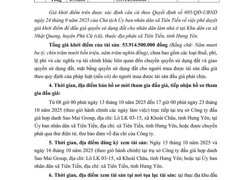 Quyền sử dụng 72 suất đất (đợt 2) cho nhân dân làm nhà ở tại Khu dân cư xã Nhật Quang, huyện Phù Cừ (cũ), thuộc địa phận xã Tiên Tiến, tỉnh Hưng Yên — ảnh 3