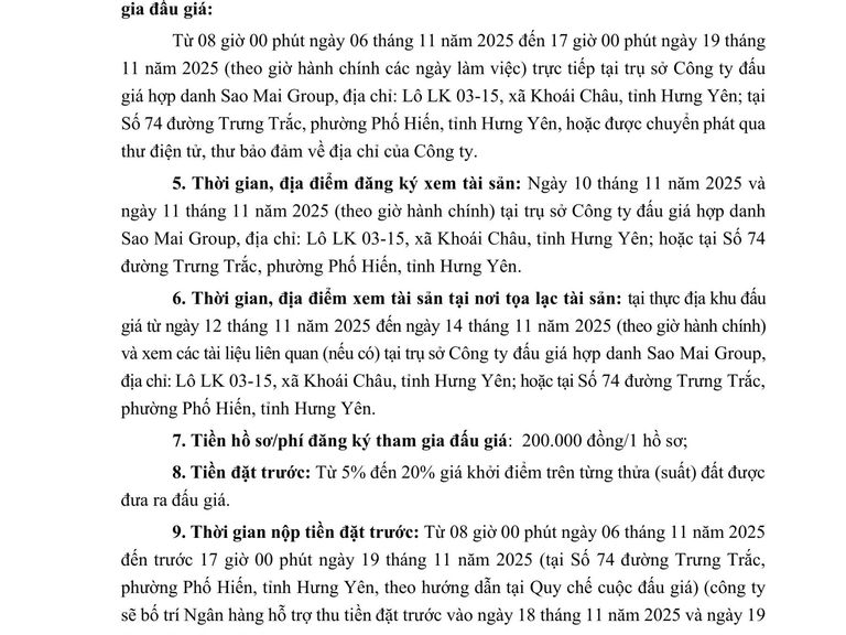 Quyền sử dụng đất cho Nhân dân làm nhà ở tại các thửa đất của các khu đấu giá trên địa bàn phường Phố Hiến đợt 03 năm 2025 (Copy) — ảnh 2