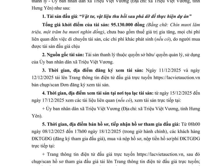 Vật tư, vật liệu thu hồi sau phá dỡ để thực hiện dự án — ảnh 1