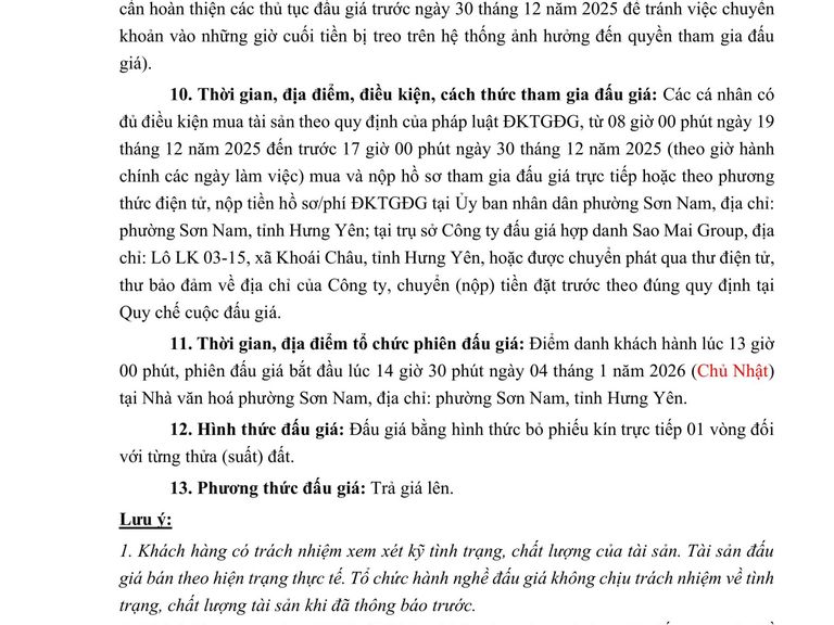 Quyền sử dụng đất cho nhân dân làm nhà ở tại các thửa đất của khu đấu giá trên địa bàn phường Sơn Nam đợt 03 năm 2025 — ảnh 2