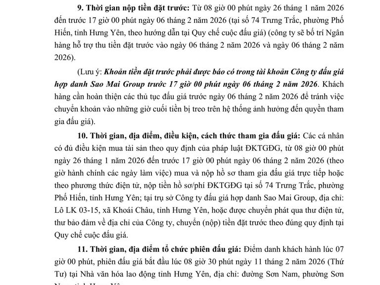 Quyền sử dụng đất cho Nhân dân làm nhà ở tại các thửa đất của các khu đấu giá trên địa bàn phường Phố Hiến đợt 01 năm 2026 — ảnh 2