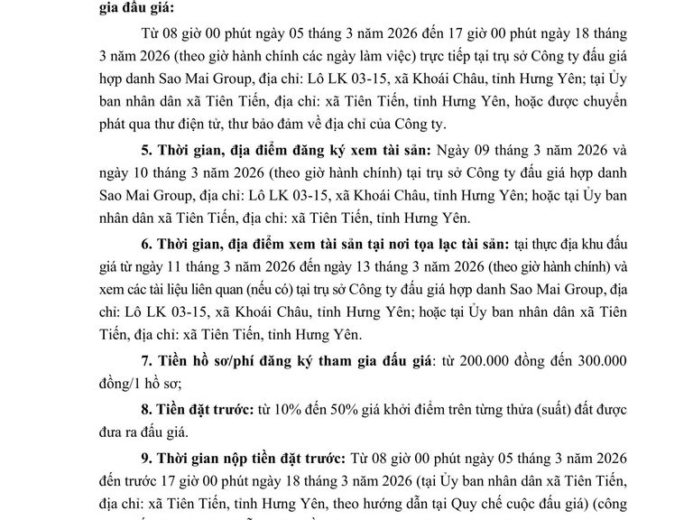 Quyền sử dụng 61 suất đất cho nhân dân làm nhà ở tại Khu dân cư số 10 xã Đình Cao, huyện Phù Cừ (cũ) nay là xã Tiên Tiến, tỉnh Hưng Yên — ảnh 3