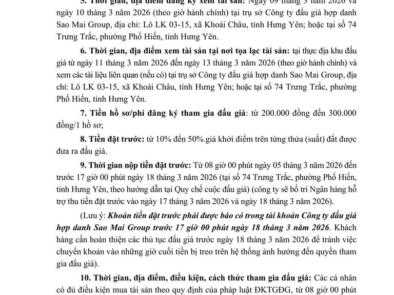 Quyền sử dụng đất cho Nhân dân làm nhà ở tại các thửa đất của các khu đấu giá trên địa bàn phường Phố Hiến đợt 2 năm 2026 — ảnh 3