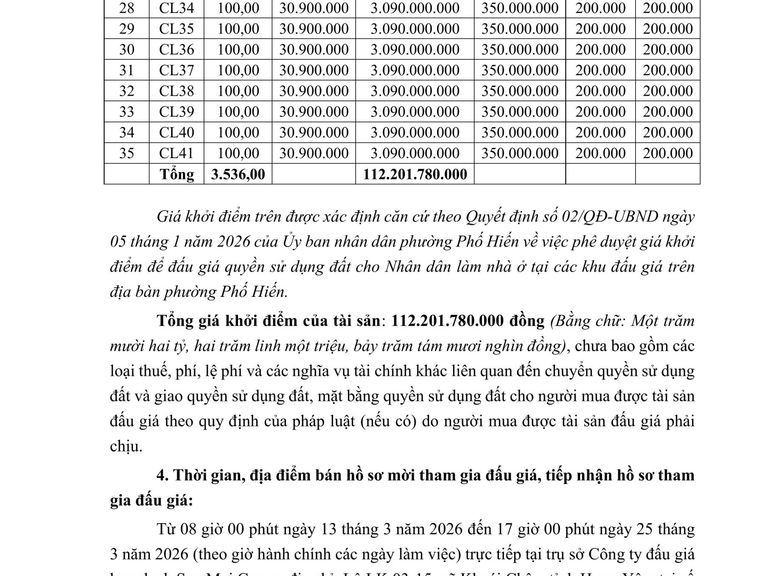 Quyền sử dụng đất cho Nhân dân làm nhà ở tại các thửa đất của các khu đấu giá trên địa bàn phường Phố Hiến đợt 3 năm 2026 — ảnh 6