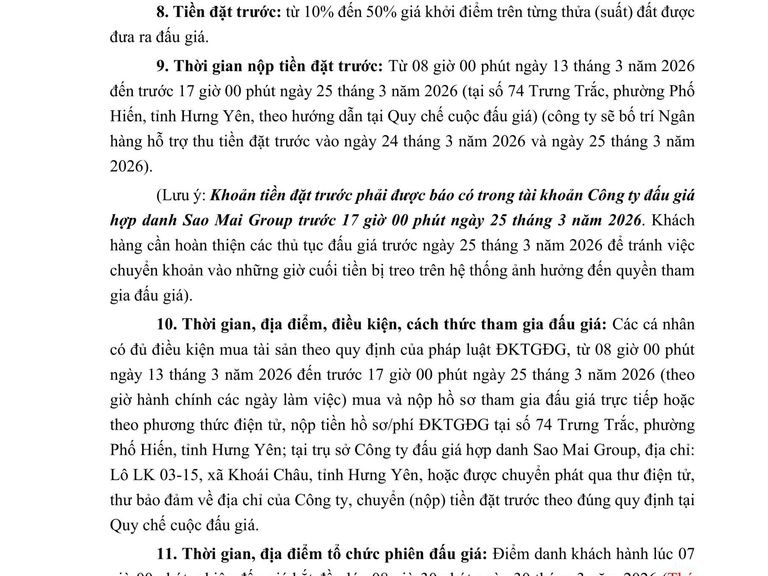 Quyền sử dụng đất cho Nhân dân làm nhà ở tại các thửa đất của các khu đấu giá trên địa bàn phường Phố Hiến đợt 3 năm 2026 — ảnh 7
