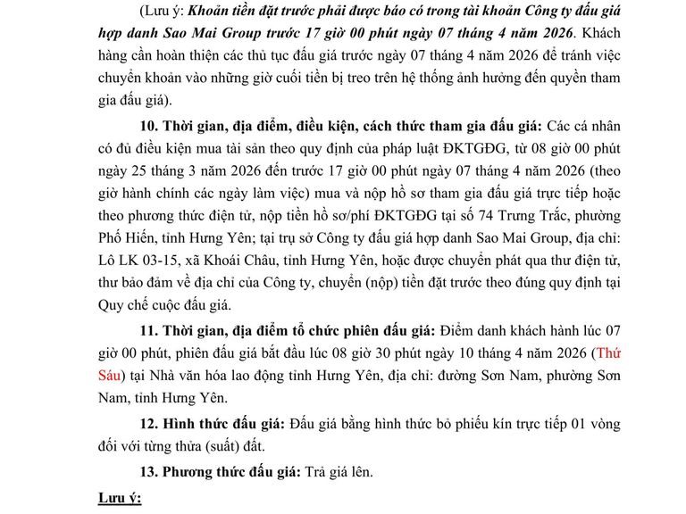 Quyền sử dụng đất cho nhân dân làm ở tại các thửa đất của các khu đấu giá trên địa bàn phường Phố Hiến đợt năm 2026 — ảnh 3