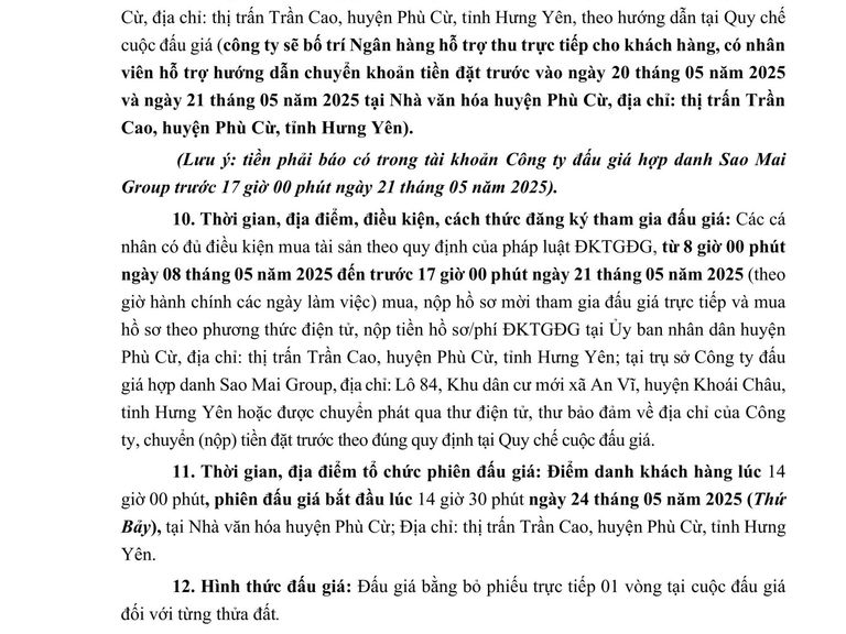 QUYỀN SỬ DỤNG 22 suất đất cho nhân dân làm nhà ở tại thị trấn Trần Cao, xã Tam Đa, xã Phan Sào Nam và xã Đình Cao, huyện Phù Cừ — ảnh 2