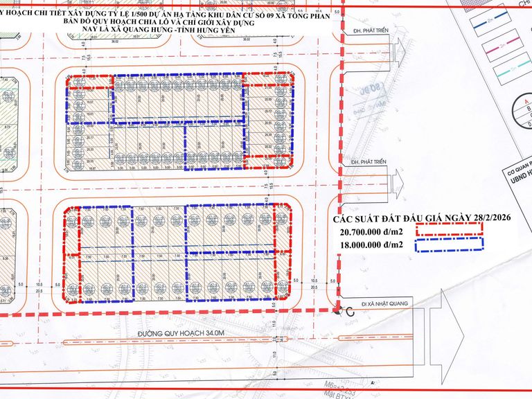 Quyền sử dụng 48 suất đất (đợt 1 năm 2026) cho nhân dân làm nhà ở tại Khu dân cư số 9 xã Quang Hưng, tỉnh Hưng Yên